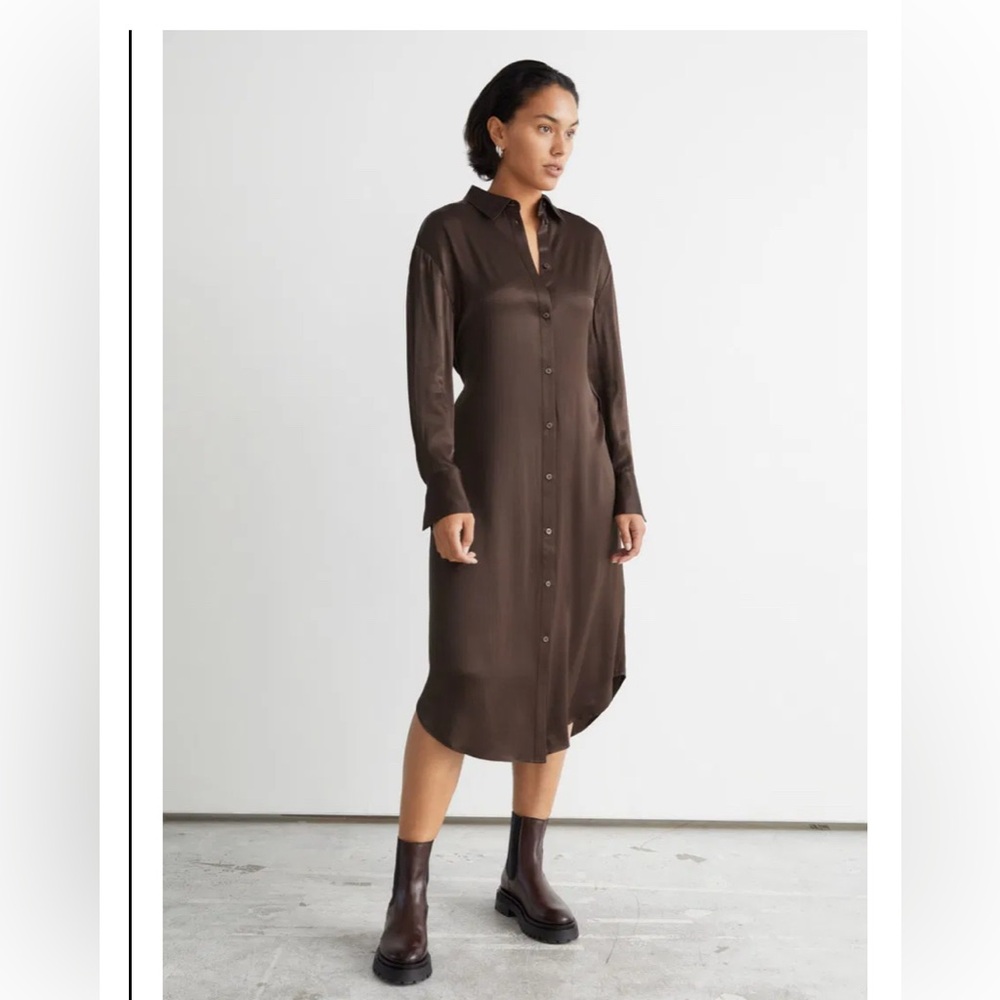 & other stories brown silky dress